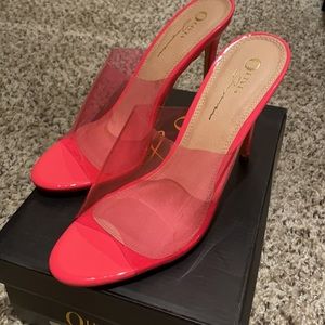 New pink clear sandal heels